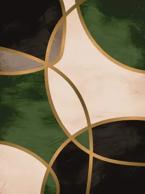 KIT 2 QUADROS DECORATIVOS - ABSTRATO TONS DE VERDE E OURO